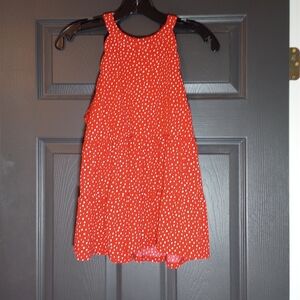 MONTEAU Los Angeles Vibrant Red Scalloped Halter Polka Dot Tank Top Y2K Cherries